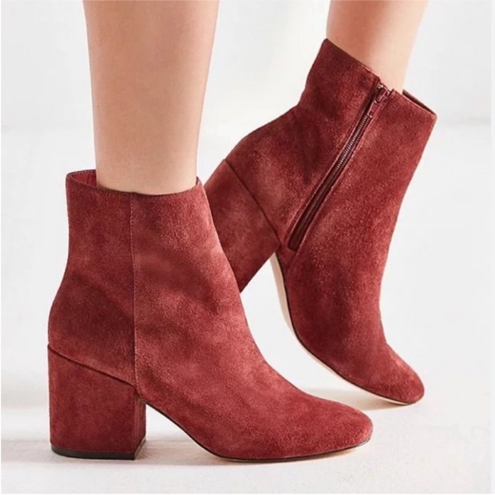 Urban Outfitters Boots Burnt Orange Suede Leather Heeled Ankle Boots Size 9